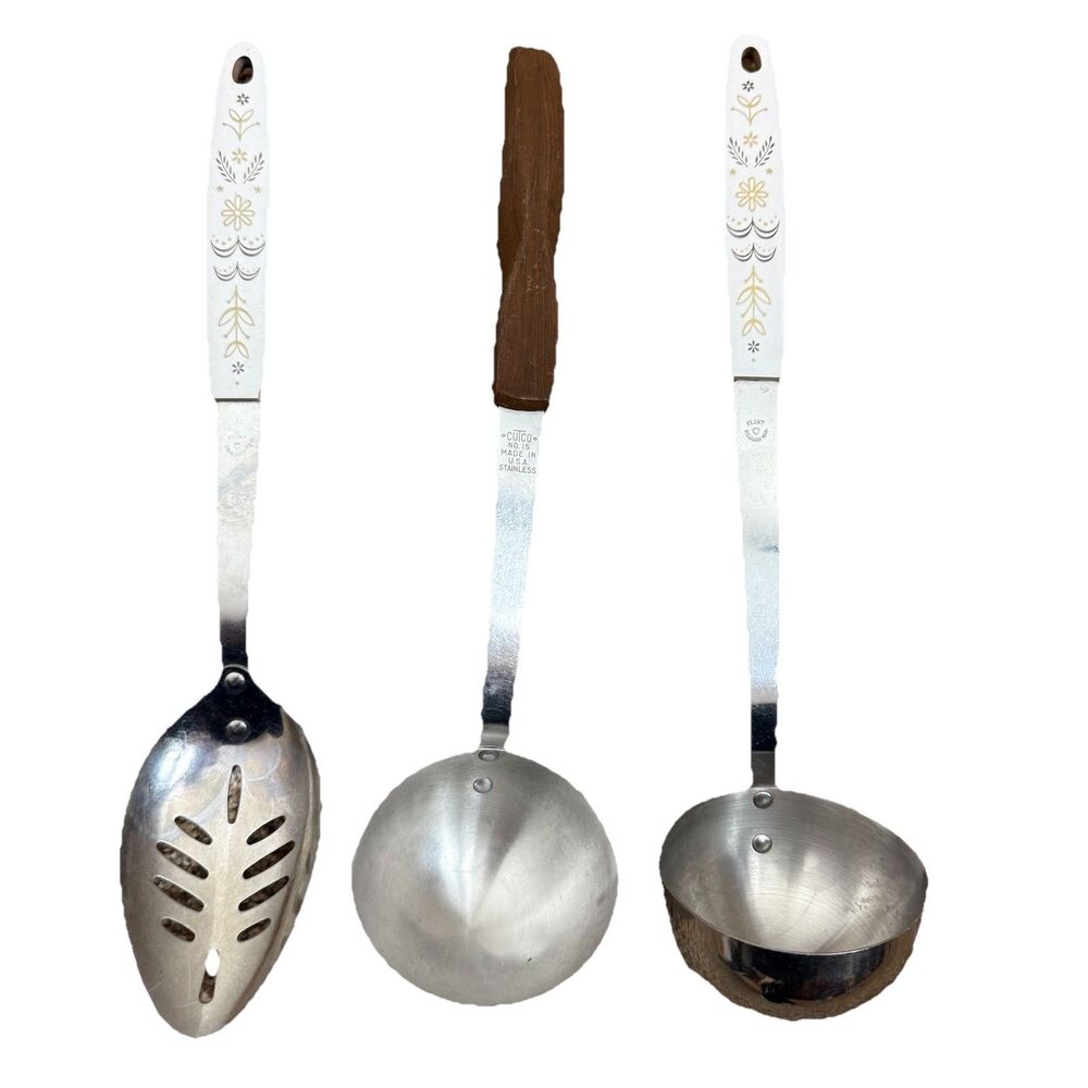 Lot Of 3 Mid Century Modern Kitchen Utensils One Cutco Ladle 2 Flint Utensils